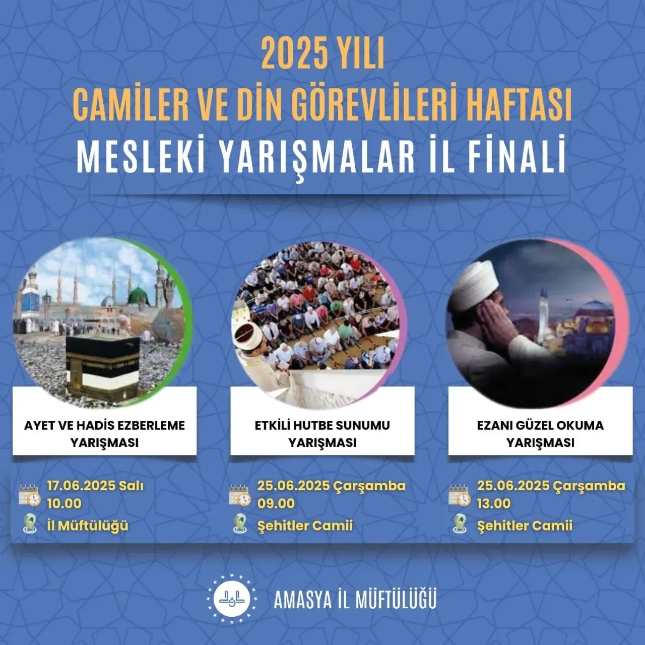 Amasya’da Din Görevlileri Arası Yarışmaların İl Finalleri Başlıyor